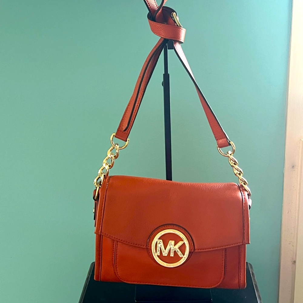 MICHAEL KORS Burnt Orange Envelope Style Crossbody Bag